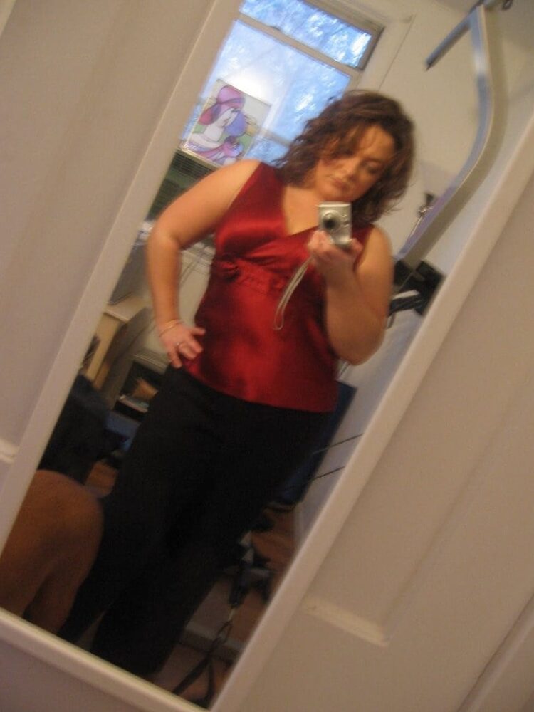 What I Wore for an Elegant Restaurant in Washington, D.C. 1 Alison Gary in a red satin camisole and black trousers in 2006