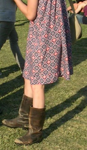 boots and dress at Coachella