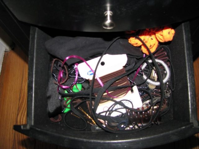 hair accessories in my jewelry armoire