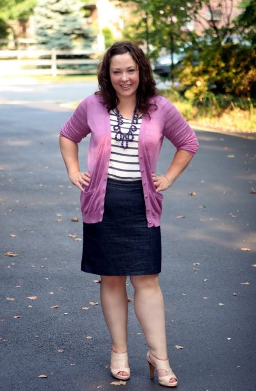 What I Wore Monday: J. Crew Bubble Necklace with Navy and Lavender