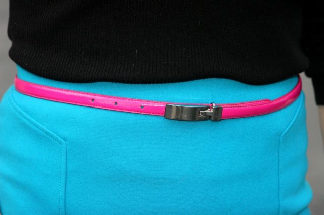 hot pink skinny belt