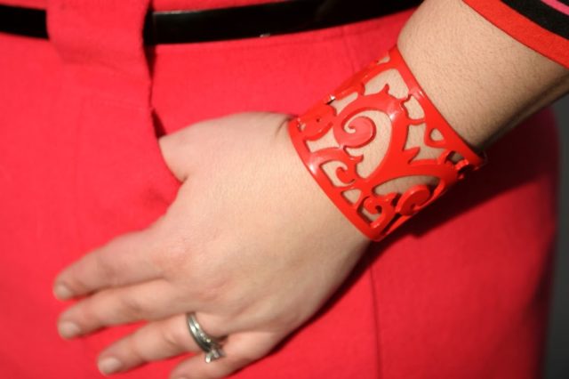lazer cut red cuff bracelet