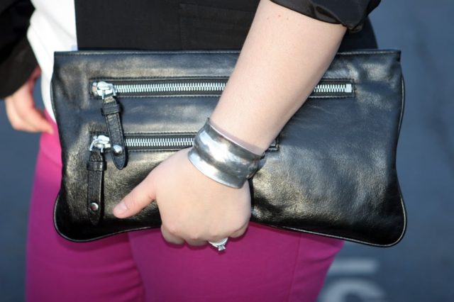Friday - Pink Denim and Leopard Heels 2 black leather zipper clutch