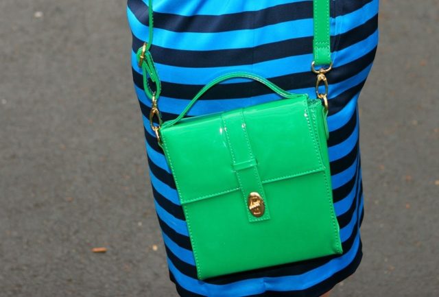 green patent leather purse