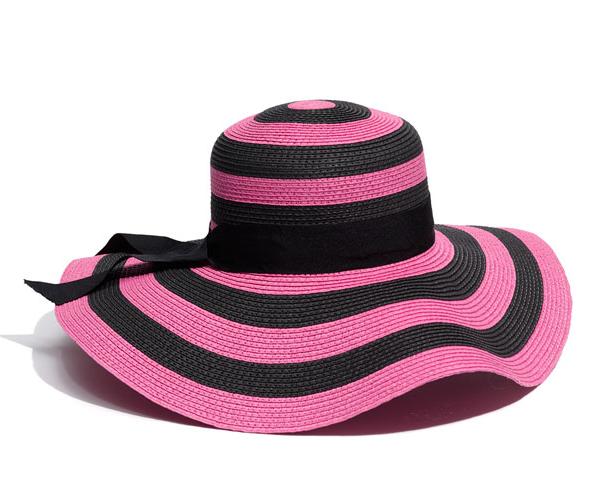 nordstrom stripe straw hat pink black