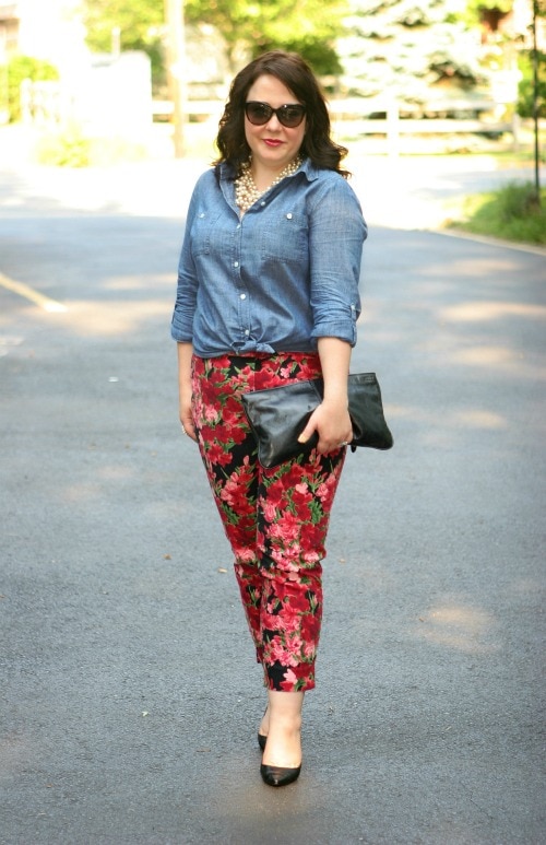 chambray shirt floral pants