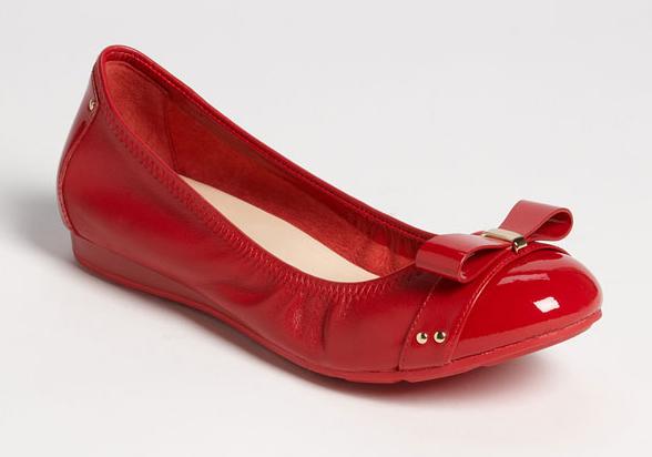 cole haan air monica ballet bow flat red patent