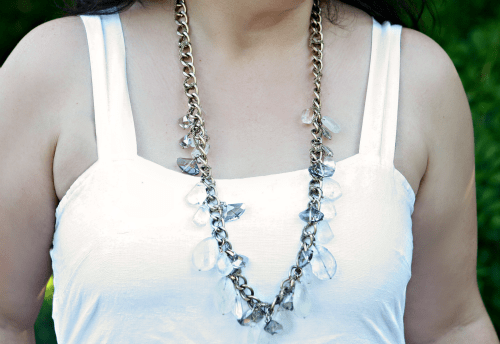 gold chain and crystal necklace