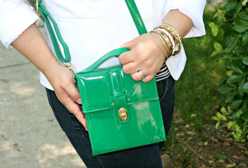 green patent leather bag purse