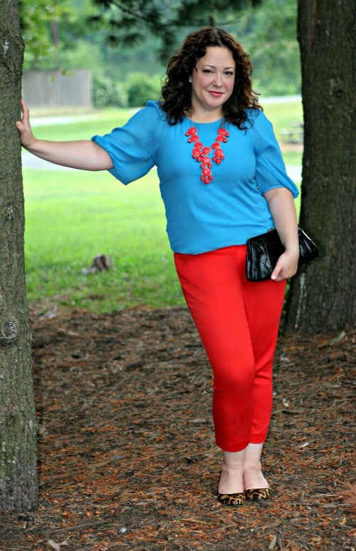Monday: Red and Turquoise Aug 06, 2012 1 ann taylor cropped pants
