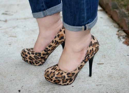 leopard platform heels