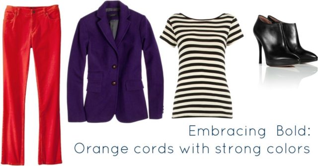 Orange Cords with Purple Jacket