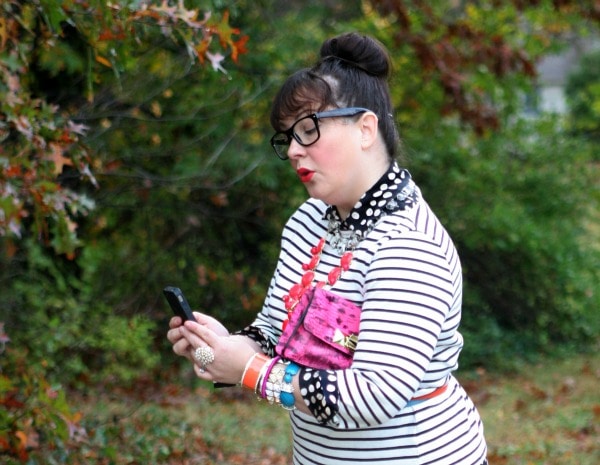 fashion blogger on phone