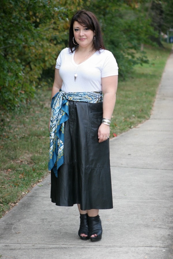 leather midi skirt