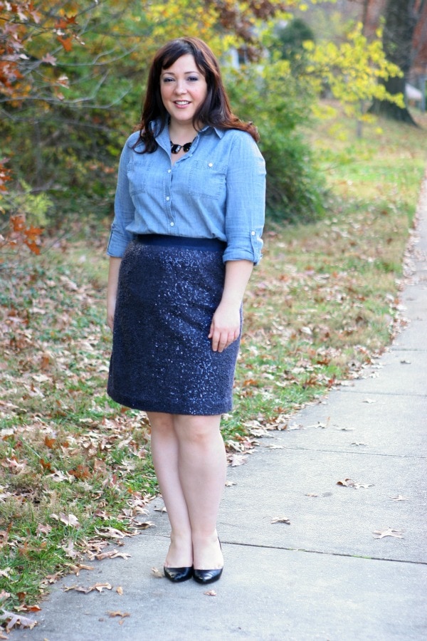 LANDS END SEQUIN SKIRT