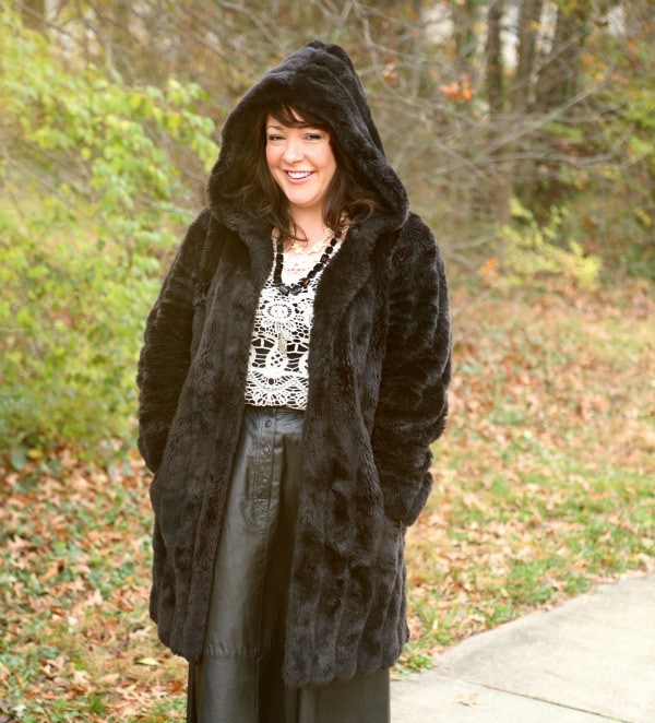 faux fur hooded coat