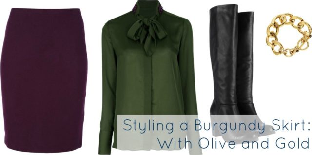 Ask Allie: Styling a Burgundy Pencil Skirt 1 burgundy and olive