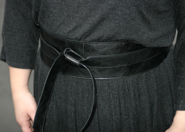 black leather obi belt