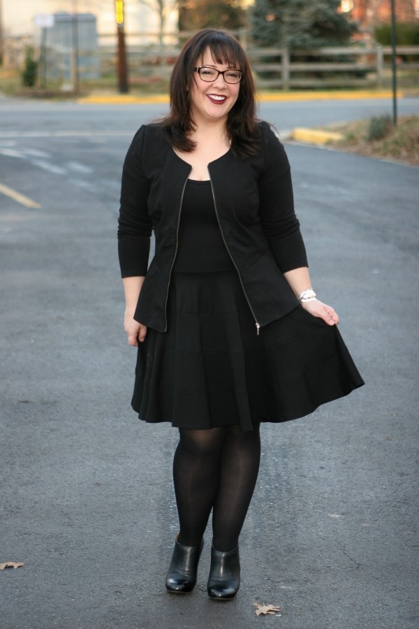 black ponte dress