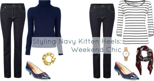 weekend style navy kitten heels vc signature