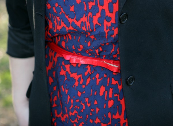 red patent skinny belt bow