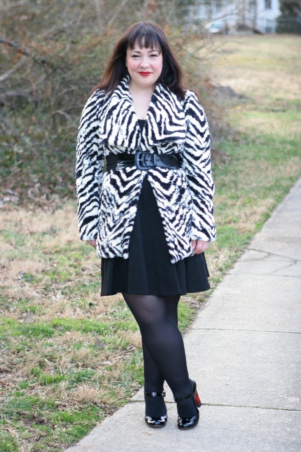 zebra faux fur coat
