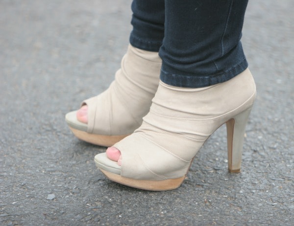 beige suede ankle bootie