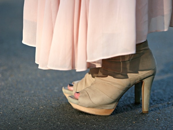 tan peep toe booties