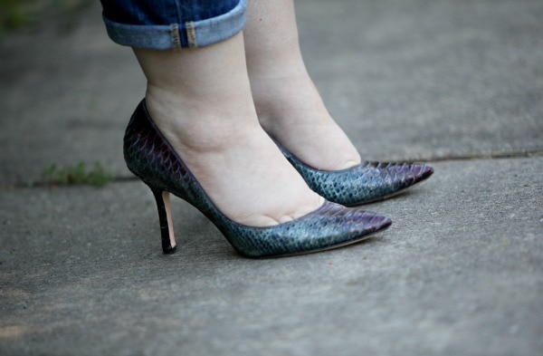 snakeskin pumps plum teal