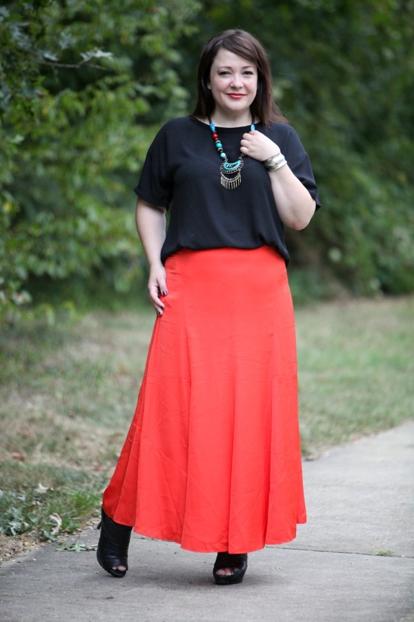 ann taylor maxi skirt orange