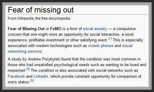 FOMO definition fear of missing out