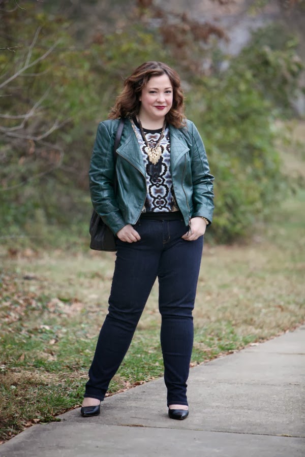 What I Wore: Slithering Snake 1 green leather biker moto jacket nordstrom