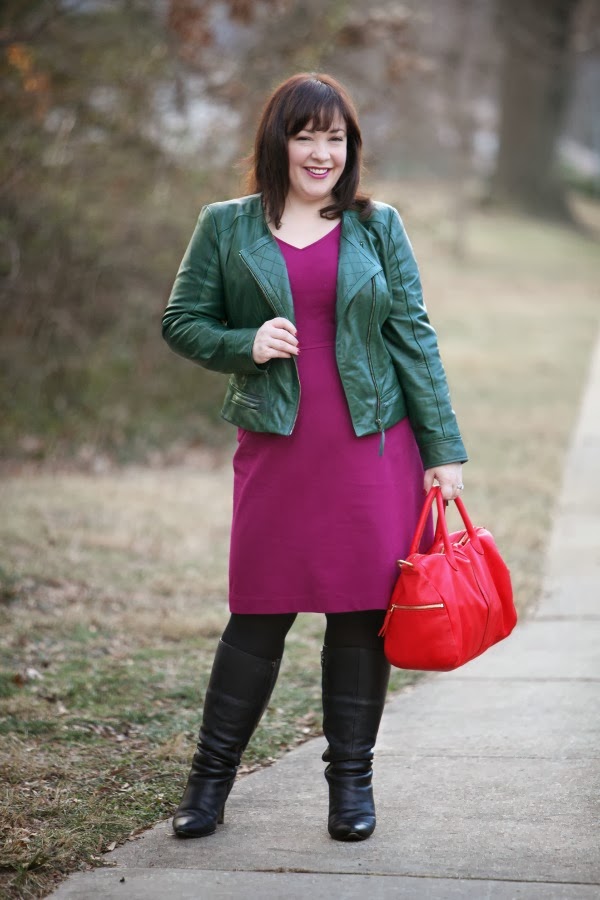 What I Wore: Jewel Tones 2 green leather moto jacket large