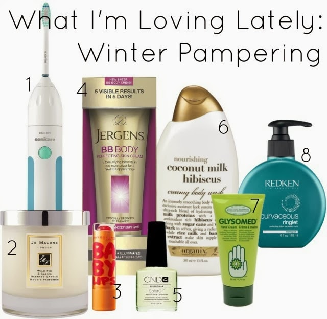 What I'm Loving Lately: Winter Pampering 1 jergens bb body review sonicare redken ringlet
