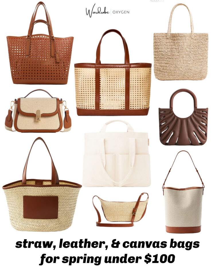 canvas straw leather totes under $100 for spring