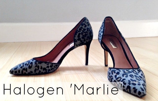 halogen marlie calfhair leopard gray pump