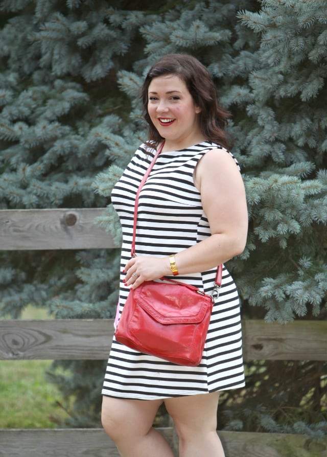 latico red purse stripe dress