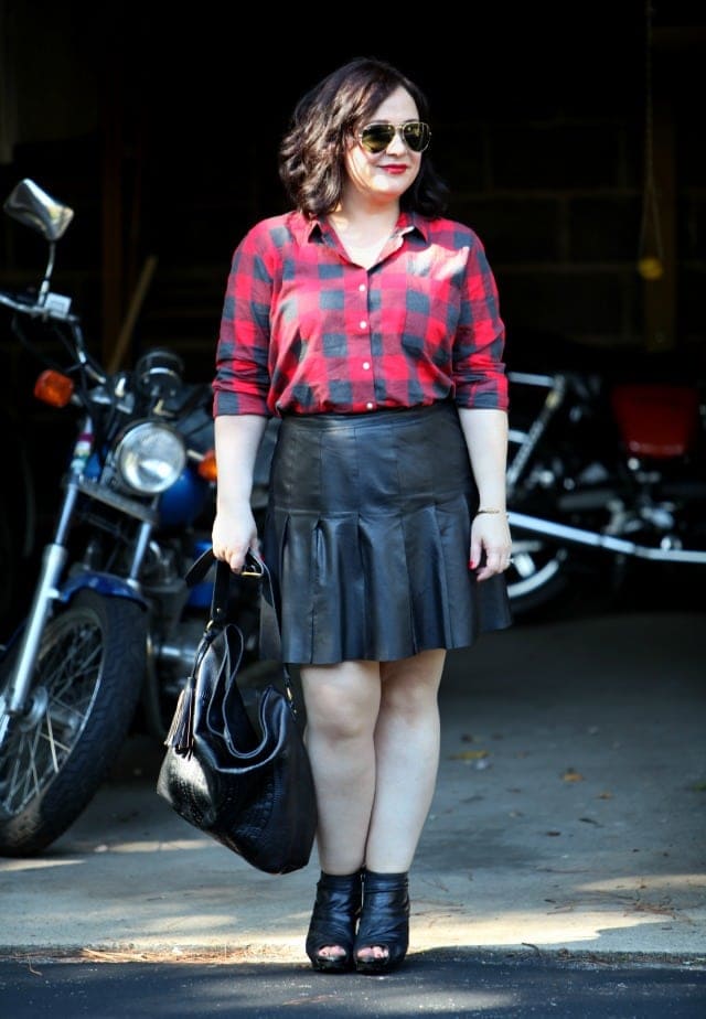 Wardrobe Oxygen What I Wore Leather and Plaid