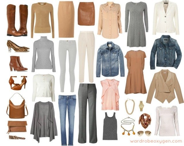 light neutrals fall winter capsule wardrobe collection closet