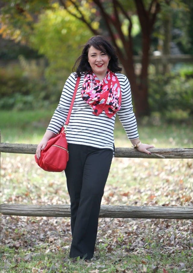 wardrobe oxygen what I wore ann taylor stripe tee loft pants fossil bag