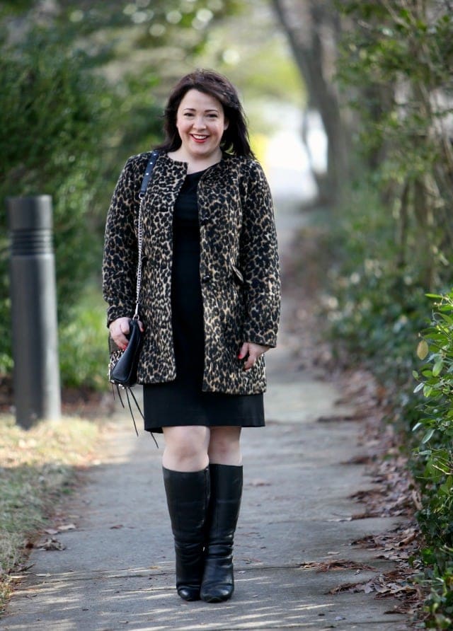 wardrobe oxygen what I wore leopard talbots dobbin dress wide calf boots