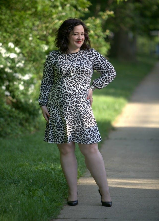 loft dress black white leopard