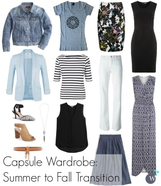 Capsule Wardrobe: Transitioning from Summer to Fall with help from a denim jacket. Via Wardrobe Oxygen