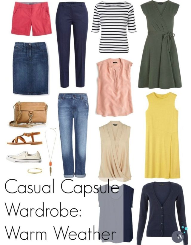 casual capsule wardrobe warm weather after college or casual workplace