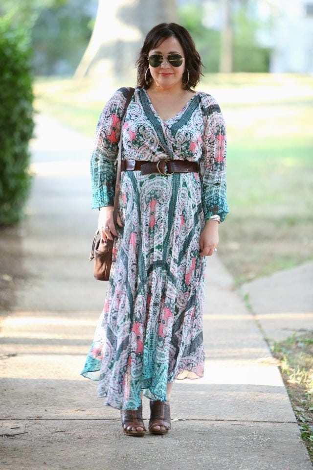 Wardrobe Oxygen featuring a Charlie Jade boho inspired chiffon maxi dress and Naturalizer sandals