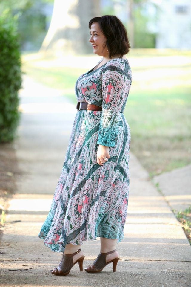 Wardrobe Oxygen featuring a Charlie Jade paisley chiffon maxi dress and vintage leather belt