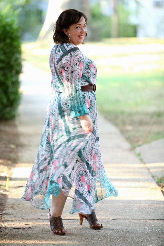 Wardrobe Oxygen featuring a chiffon maxi dress from Charlie Jade with a vintage belt and Naturalizer sandals