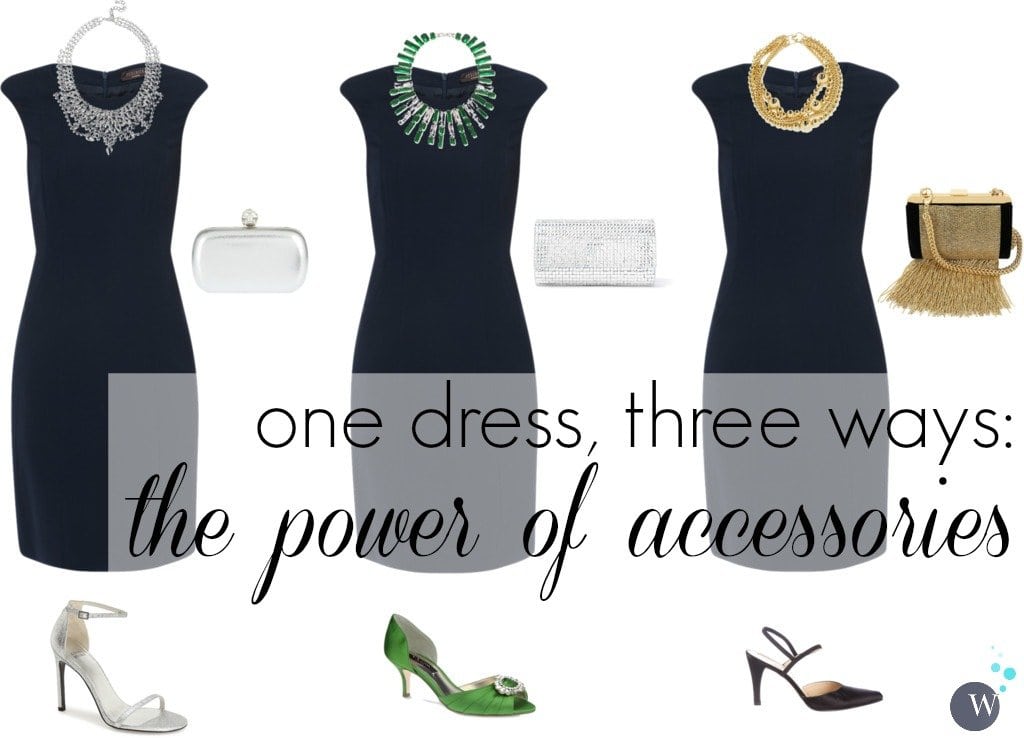 the power of accessories one dress three ways and how to extend your holiday formal wardrobe