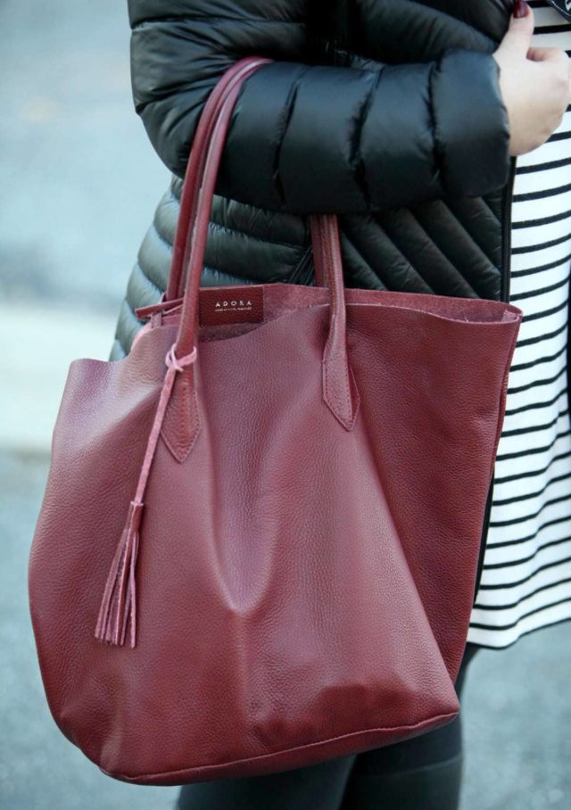 ADORA bags tote in limited edition marsala color