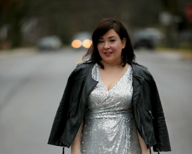 Wardrobe Oxygen, an over 40 fashion and personal style blog featuring a silver sequin cocktail dress
